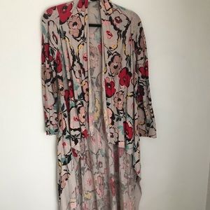 Floral high-low cardigan